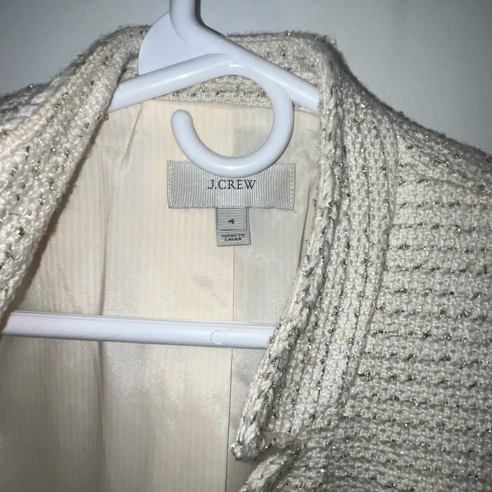 J.Crew Metallic Tweed Lady Jacket with Front Pockets in Cream - Picture 5 of 5